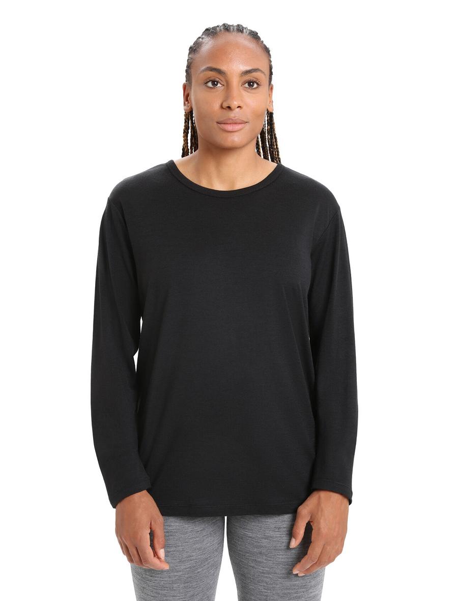 Long Sleeve Icebreaker Merino Granary T-Shirt Damskie Czarne | PL 1308ILHS